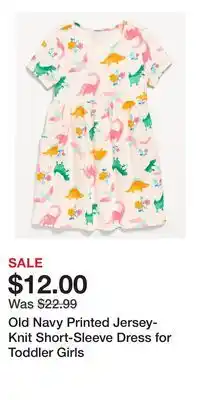 Old Navy Old Navy Printed Jersey-Knit Short-Sleeve Dress for Toddler Girls offer