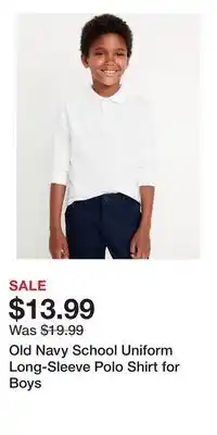 Old Navy Old Navy School Uniform Long-Sleeve Polo Shirt for Boys offer