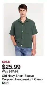 Old Navy Old Navy Short-Sleeve Cropped Heavyweight Camp Shirt offer
