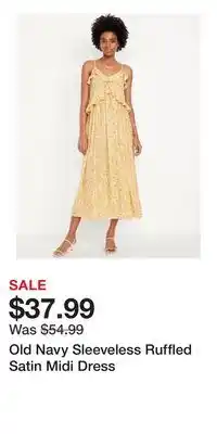Old Navy Old Navy Sleeveless Ruffled Satin Midi Dress offer