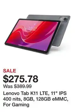 Newegg Lenovo Tab K11 LTE, 11 IPS 400 nits, 8GB, 128GB eMMC, For Gaming offer