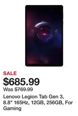 Newegg Lenovo Legion Tab Gen 3, 8.8 165Hz, 12GB, 256GB, For Gaming offer