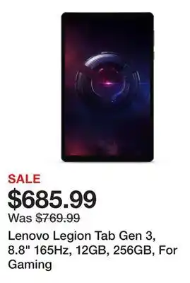 Newegg Lenovo Legion Tab Gen 3, 8.8 165Hz, 12GB, 256GB, For Gaming offer