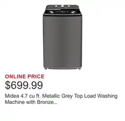 Costco Midea 4.7 cu ft. Metallic Grey Top Load Washing Machine with Bronze Trim offer