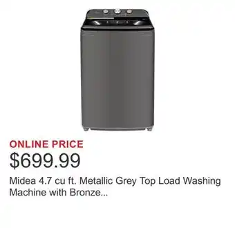 Costco Midea 4.7 cu ft. Metallic Grey Top Load Washing Machine with Bronze Trim offer