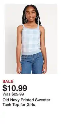 Old Navy Old Navy Printed Sweater Tank Top for Girls offer