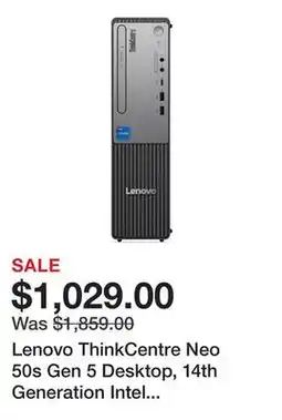 Newegg Lenovo ThinkCentre Neo 50s Gen 5 Desktop, 14th Generation Intel Core i5-14400, 16GB, 256GB SSD offer