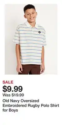 Old Navy Old Navy Oversized Embroidered Rugby Polo Shirt for Boys offer