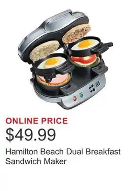 Costco Hamilton Beach Dual Breakfast Sandwich Maker offer
