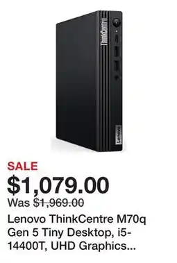 Newegg Lenovo ThinkCentre M70q Gen 5 Tiny Desktop, i5-14400T, UHD Graphics 730, 16GB, 256GB SSD offer