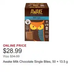 Costco Awake Milk Chocolate Single Bites, 50 × 13.5 g offer