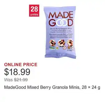 Costco MadeGood Mixed Berry Granola Minis, 28 × 24 g offer