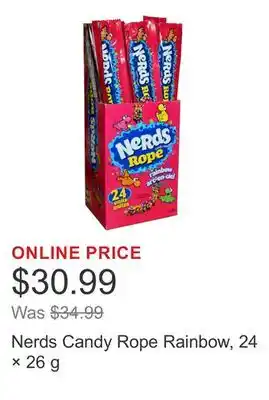 Costco Nerds Candy Rope Rainbow, 24 × 26 g offer