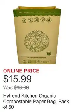 Costco Hytrend Kitchen Organic Compostable Paper Bag, Pack of 50 offer