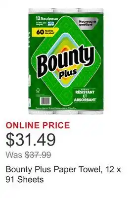 Costco Bounty Plus Paper Towel, 12 x 91 Sheets offer