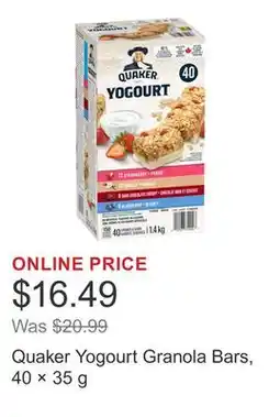 Costco Quaker Yogourt Granola Bars, 40 × 35 g offer