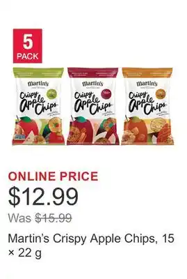 Costco Martin's Crispy Apple Chips, 15 × 22 g offer