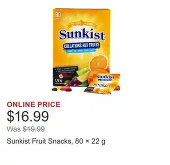 Costco Sunkist Fruit Snacks, 80 × 22 g offer