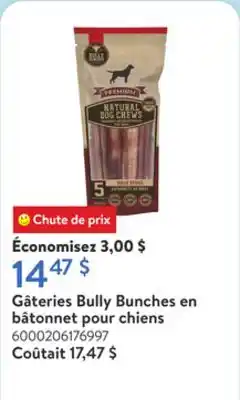 Walmart Gâteries Bully Bunches en bâtonnet pour chiens offer