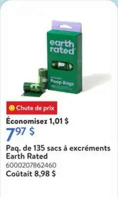 Walmart Paq. de 135 sacs à excréments Earth Rated offer