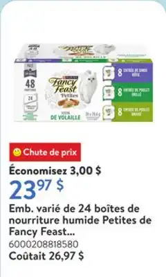 Walmart Emb. varié de 24 boîtes de nourriture humide Petites de Fancy Feast à la volaille pour chats offer
