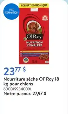Walmart Nourriture sèche Ol' Roy 18 kg pour chiens offer