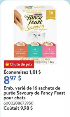 Walmart Emb. varié de 16 sachets de purée Savoury de Fancy Feast pour chats offer