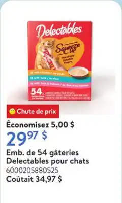Walmart Emb. de 54 gâteries Delectables pour chats offer