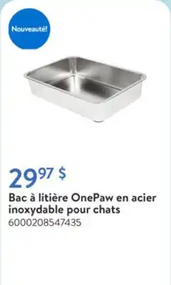 Walmart Bac à litière OnePaw en acier inoxydable pour chats offer