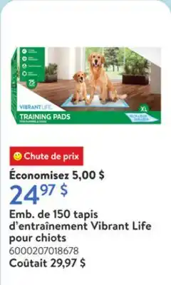 Walmart Emb. de 150 tapis d'entraînement Vibrant Life pour chiots offer