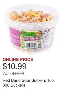 Costco Red Band Sour Suckers Tub, 300 Suckers offer