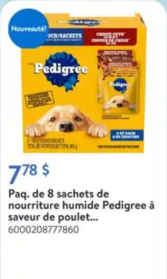 Walmart Paq. de 8 sachets de nourriture humide Pedigree à saveur de poulet 100 g pour chiens offer