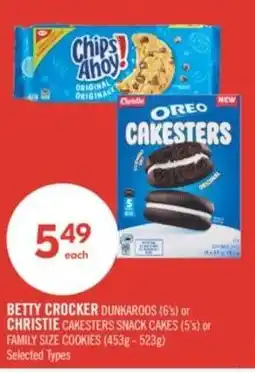 Shoppers Drug Mart Betty crocker dunkaroos or christie cakesters snack cakes or family size cookies offer