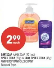 Shoppers Drug Mart Softsoap hand soap, speed stick or lady speed stick offer