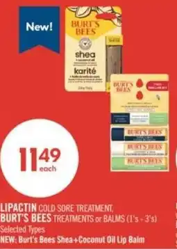 Shoppers Drug Mart Lipactin cold sore treatment, burt's bees treatments or balms offer