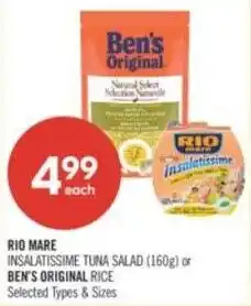 Shoppers Drug Mart Rio mare insalatissime tuna salad or ben's original rice offer