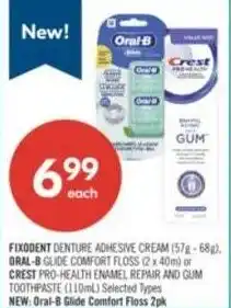 Shoppers Drug Mart Fixodent denture adhesive cream oral-B glide or crest offer