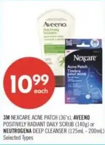 Shoppers Drug Mart 3m nexcare acne patch, aveeno positively radiant daily scrub or neutrogena deep cleanser offer