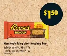No Frills Hershey's king size chocolate bar offer