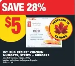 No Frills PC pub recipe chicken nuggets, strips or burgers offer