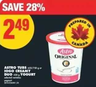 No Frills Astro tubs or iogo creamy duo yogurt offer
