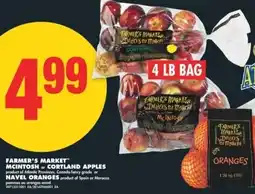 No Frills Farmer's market mcintosh or cortland apples navel oranges offer
