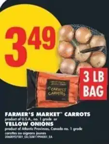 No Frills Farmer's market carrots yellow onions offer
