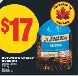 No Frills Butcher's choice burgers offer