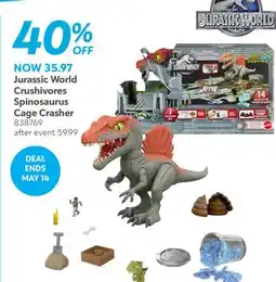 Toys R us Jurassic World Crushivores Spinosaurus Cage Crasher offer
