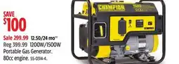 Canadian Tire Champion Power Equipment 200W/1500W Portable Gas Generator. 80cc engine offer