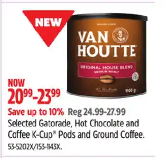Canadian Tire Selected Gatorade, Hot Chocolate and Coffee K-Cup Pods and Ground Coffee offer