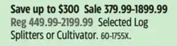 Canadian Tire Champion Power Equipment Selected Log Splitters or Cultivator offer