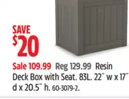 Canadian Tire Suncast Resin Deck Box with Seat offer
