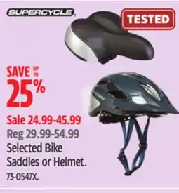 Canadian Tire Supercycle Selected Bike Saddles or Helmet offer
